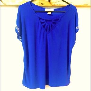 Diana Belle blue XL shirt w embellished sleeved